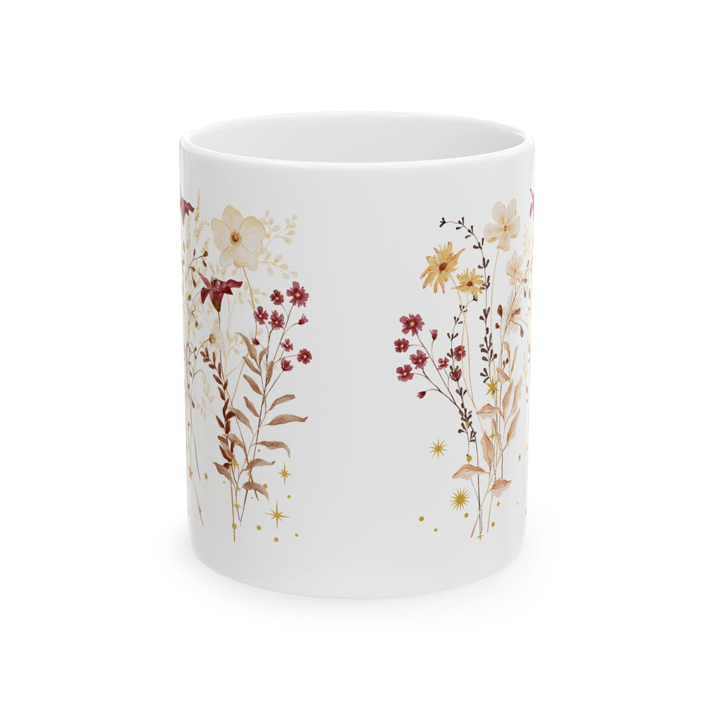 Vintage Floral Mug – Aesthetic Coffee Mug, Elegant Botanical Design, Gift for Her, Cozy Home Decor