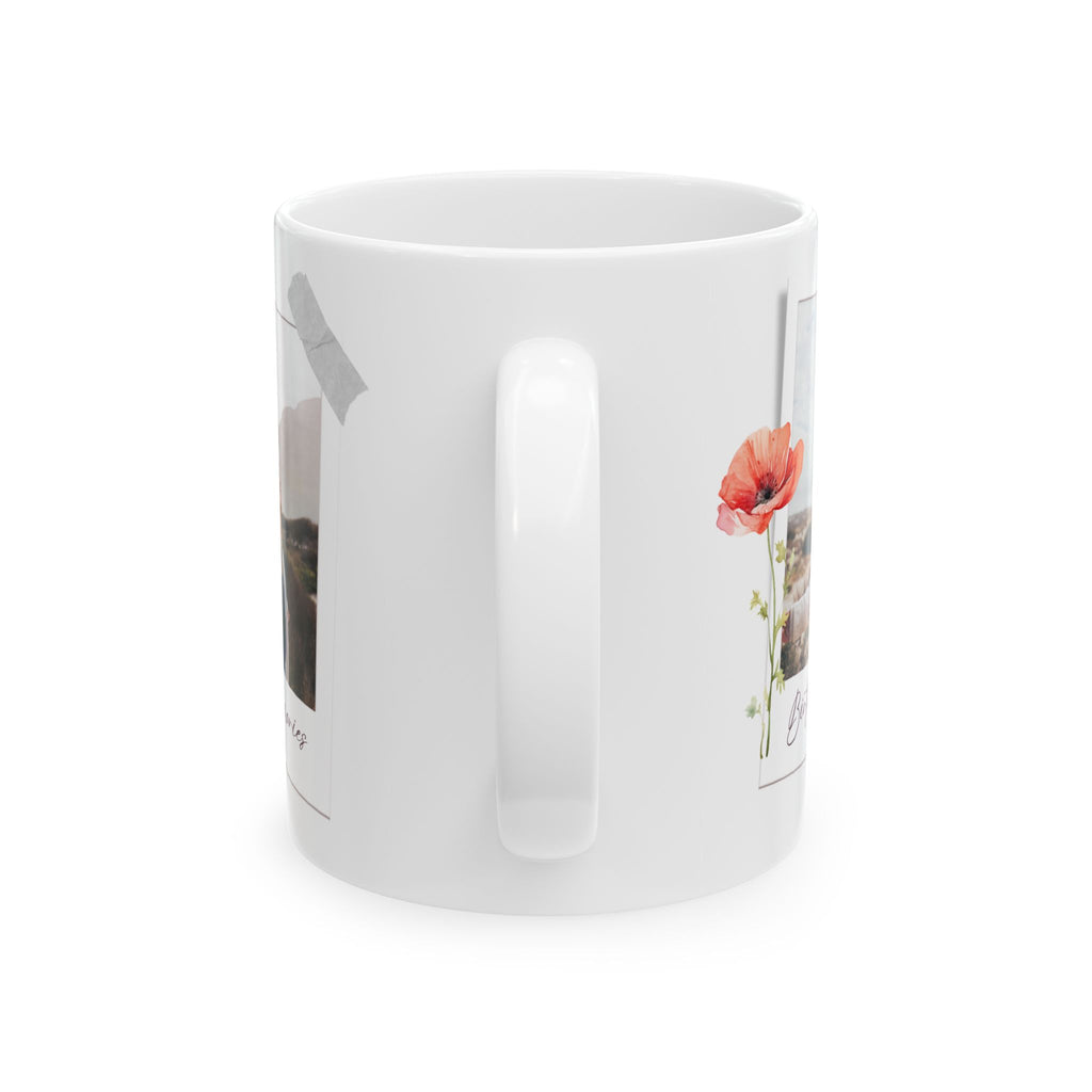 Personalized Birthday Photo Paper Mug – Vintage Floral Design, Custom Name & Year, Birthday Memories Keepsake Gift