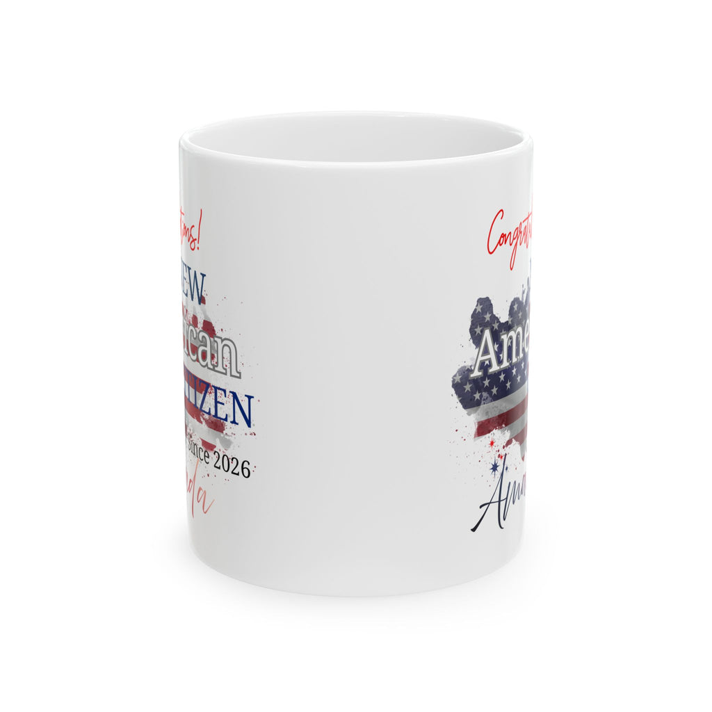 Congratulations New American Citizen Mug – Personalized Citizenship Gift with Name & Year, Naturalization Ceremony Celebration Mug