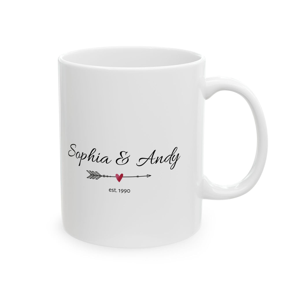 Personalized Couple Mug with Names & Arrow | Est. Year Anniversary Gift