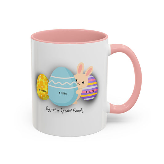 Personalized Easter Family Mug – Custom Egg Name Mug with Bunny | Egg-stra Special Family Gift for Mom or Parents