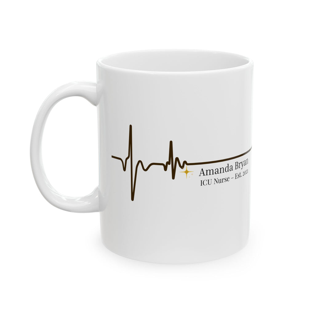 Personalized Doctor & Nurse Mug – Heartbeat ECG Design with Name & Specialty, Est. Year Medical Gift