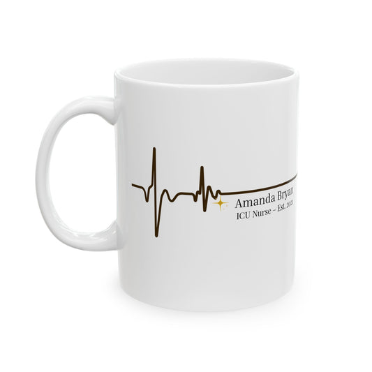 Personalized Doctor & Nurse Mug – Heartbeat ECG Design with Name & Specialty, Est. Year Medical Gift