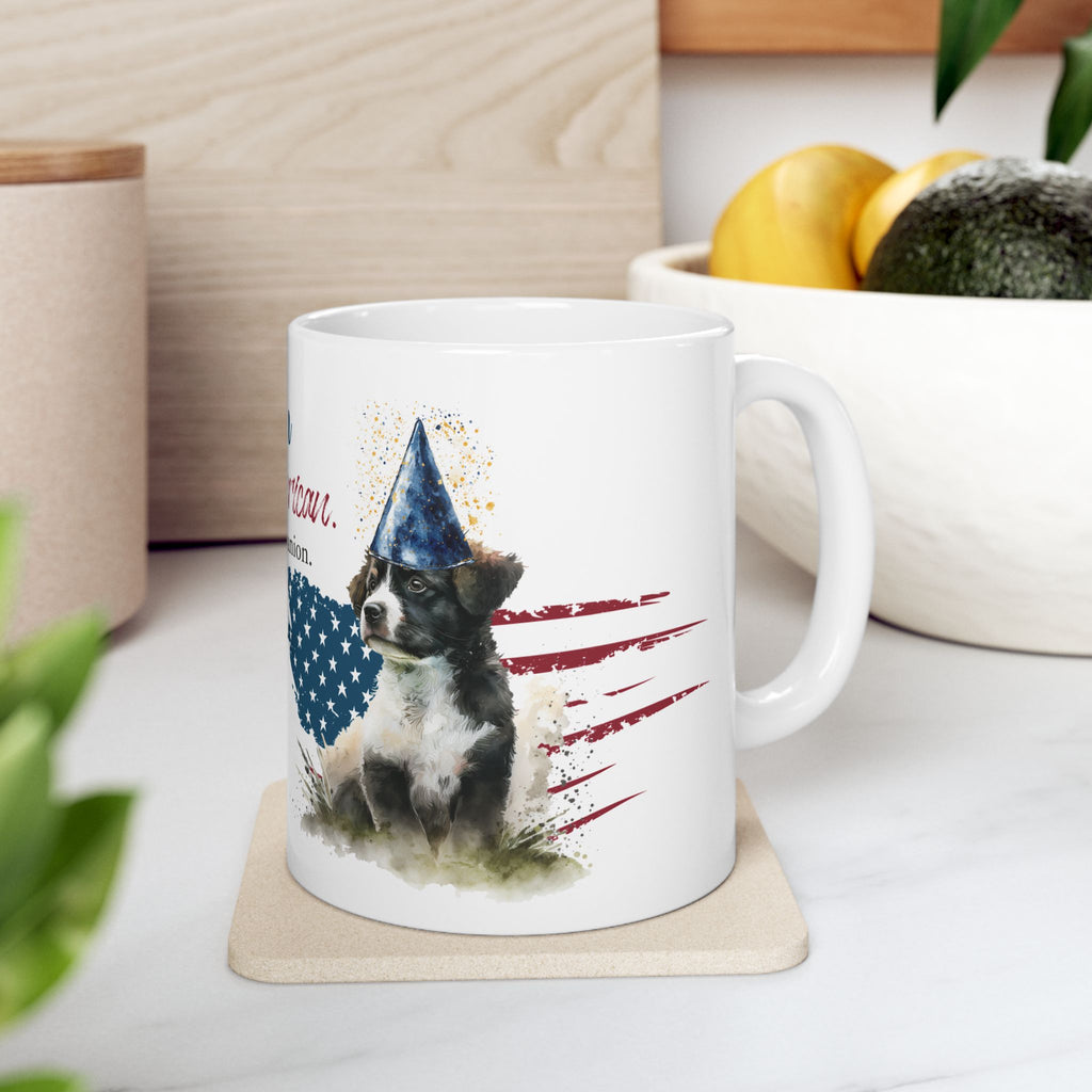 Personalized 'Bella Proud American' Dog Mug —Personalized Patriotic Dog Mug | Custom Dog Name Coffee Mug