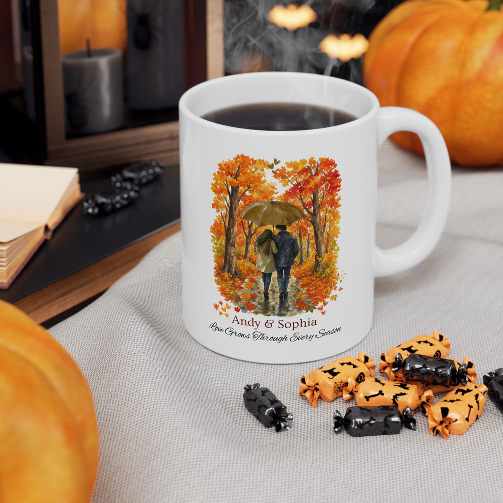 Personalized Couple Mug – Custom Names, Fall Love Coffee Mug