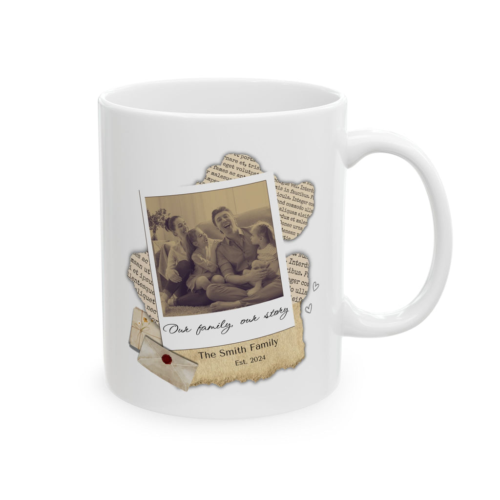 Personalized Family Photo Mug – Custom Memory Mug with Picture, Our Family Our Story Coffee Cup, Gift for Mom Dad Grandma, Custom Name Mug