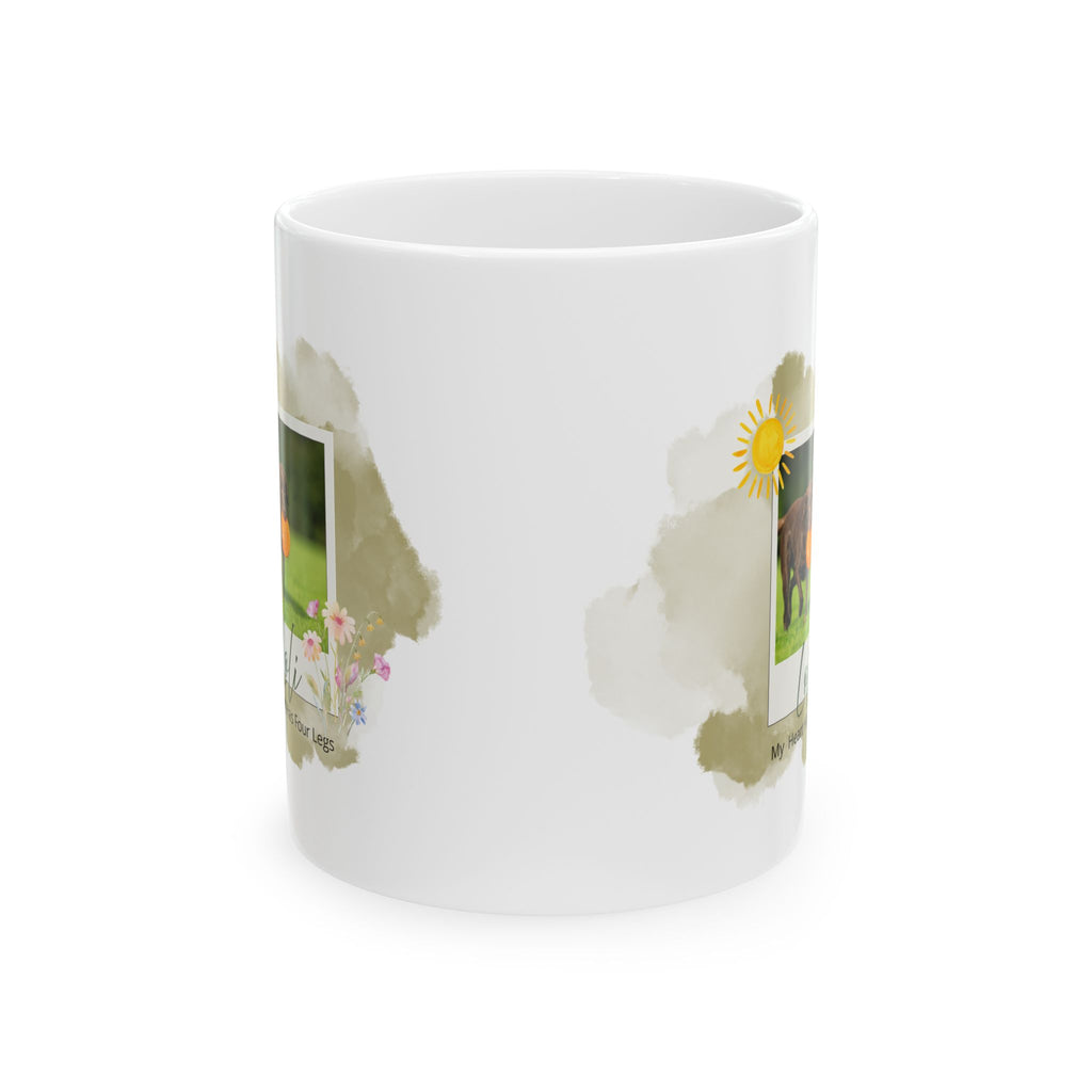 Personalized Pet Photo Mug – Vintage Watercolor Style – Custom Pet Name Coffee Cup – Dog or Cat Portrait Gift