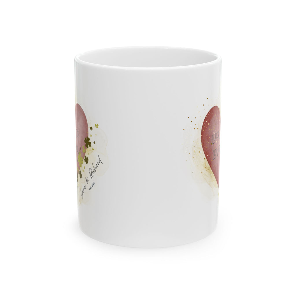 Lucky to Love You Personalized Mug – Custom Couple Coffee Mug with Names, St. Patrick’s Day Gift, Anniversary or Valentine’s Gift
