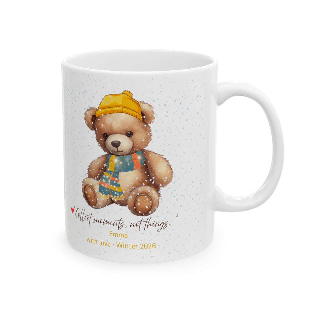 Personalized Teddy Bear Winter Mug – Cute Bear with Hat & Scarf, Custom Names & Year, Valentine’s & Anniversary Gift