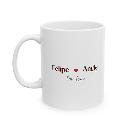 Personalized Couple Mug – Our Love Custom Names Coffee Cup, Valentine’s Day Anniversary Wedding Gift