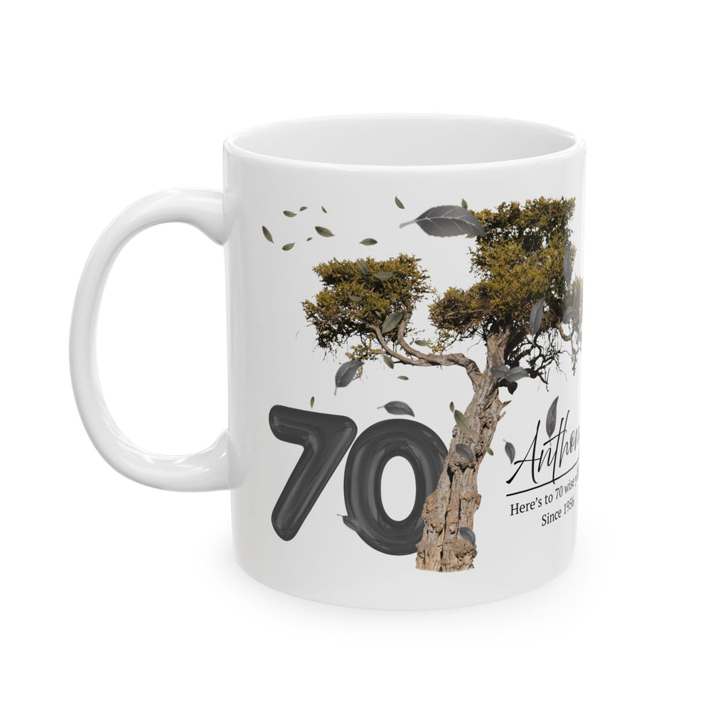 Personalized Tree Birthday Mug – Custom Age & Name, Tree with Falling Leaves Design, Meaningful Gift for Anniversary & Special Moments