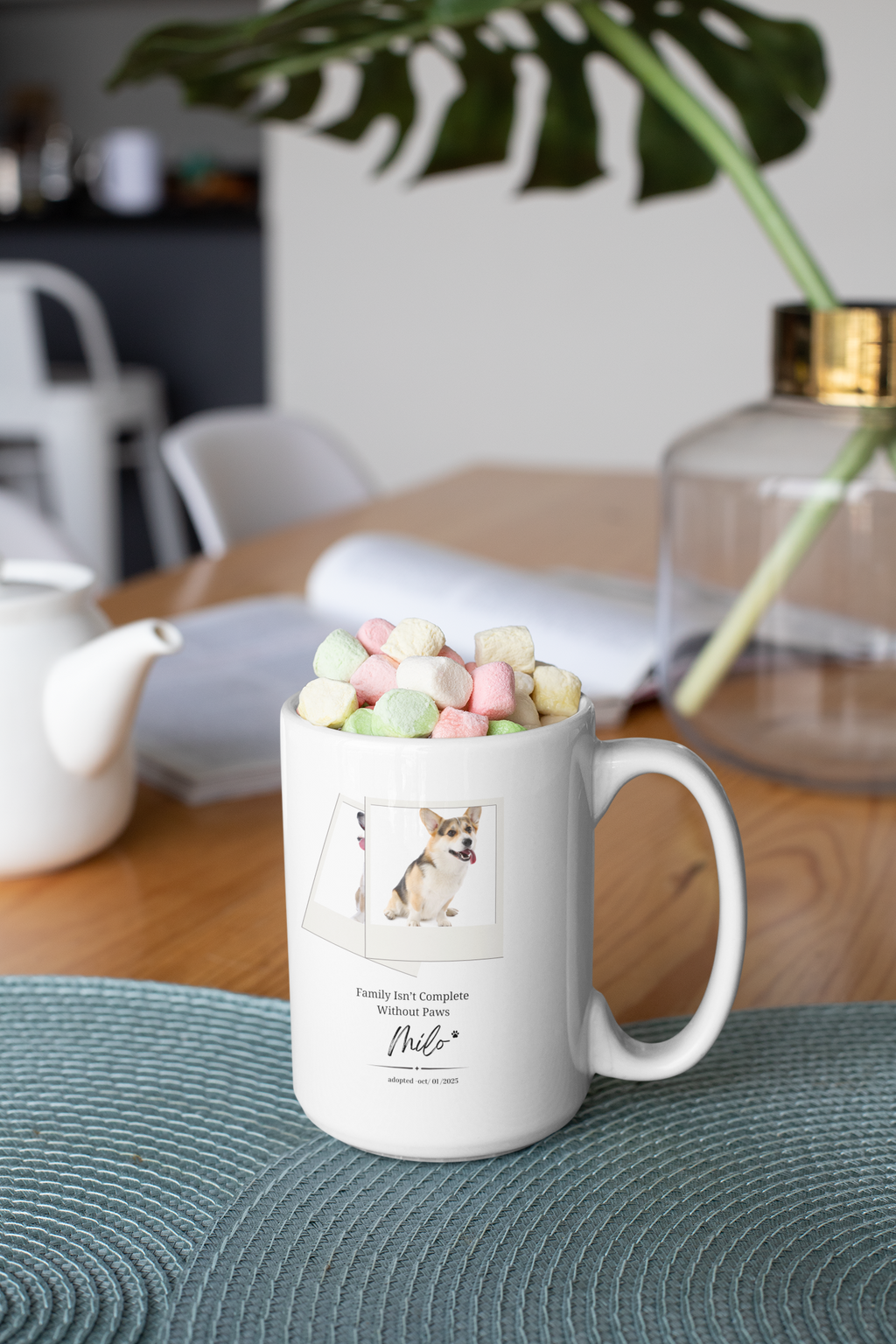 Personalized Pet Adoption Mug – Custom Paw Print with Photo, Name & Adoption Date, Dog & Cat Lover Gift