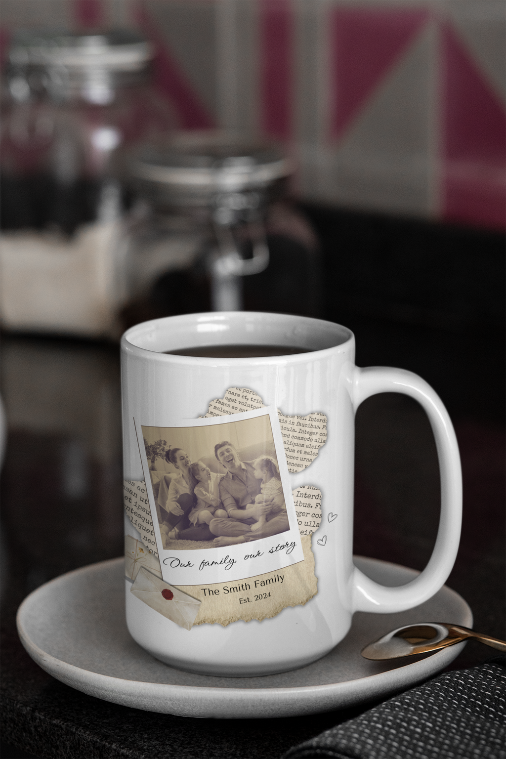 Personalized Family Photo Mug – Custom Memory Mug with Picture, Our Family Our Story Coffee Cup, Gift for Mom Dad Grandma, Custom Name Mug