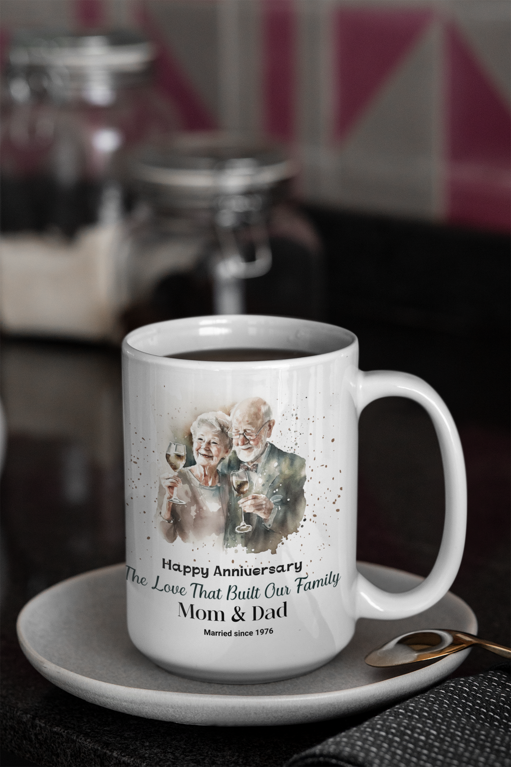Personalized Anniversary Mug for Parents – Custom Mom & Dad Wedding Gift