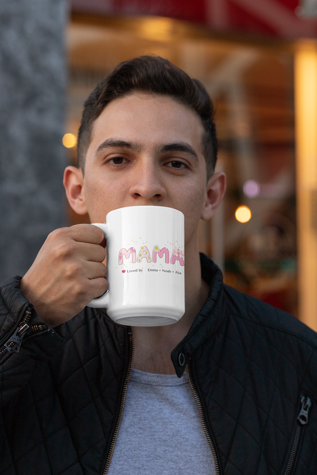 Personalized Mama Mug with Kids Names, Custom Mom Gift, Floral Mama Coffee Mug, Mother's Day Gift, Gift for Mom from Kids, Cute Pink Daisy Mug
