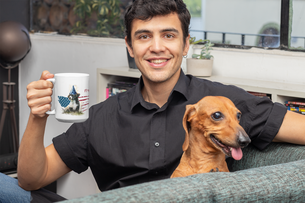 Personalized 'Bella Proud American' Dog Mug —Personalized Patriotic Dog Mug | Custom Dog Name Coffee Mug