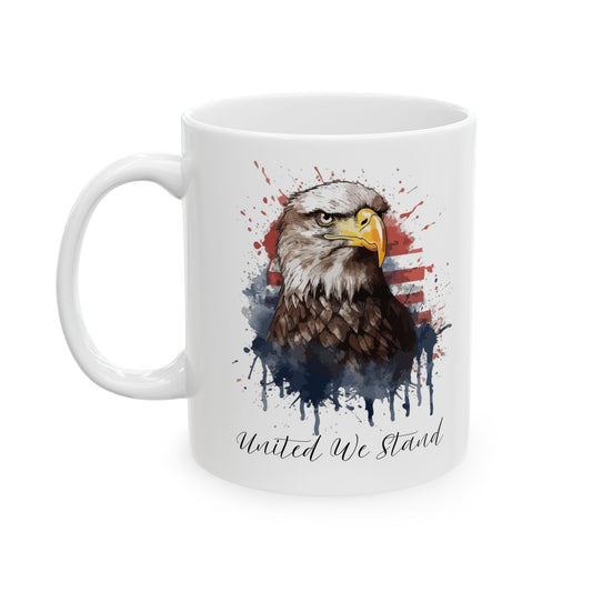 United We Stand Patriotic Eagle Mug – American Pride Coffee Cup, Freedom & Unity Gift
