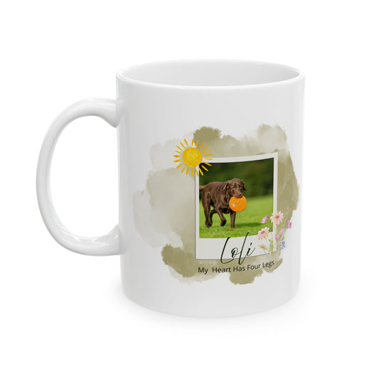 Personalized Pet Photo Mug – Vintage Watercolor Style – Custom Pet Name Coffee Cup – Dog or Cat Portrait Gift