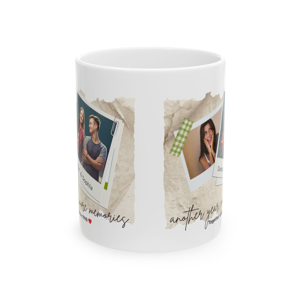 Personalized Vintage Photo Mug – Another Year More Memories Couple Gift with Names