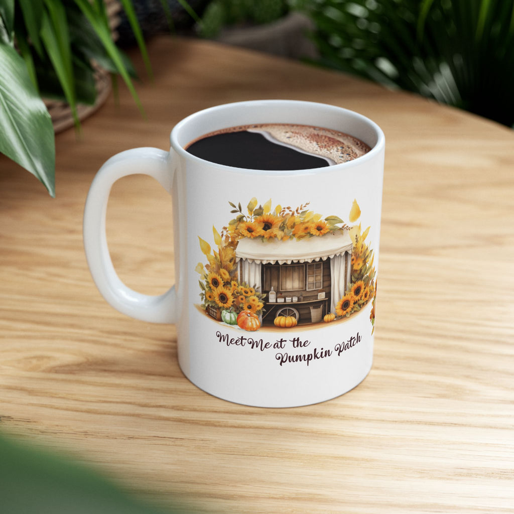 Meet Me at the Pumpkin Patch Mug | Cozy Fall Coffee Mug | Farmhouse Autumn Pumpkin Cup | Sunflower Harvest Gift