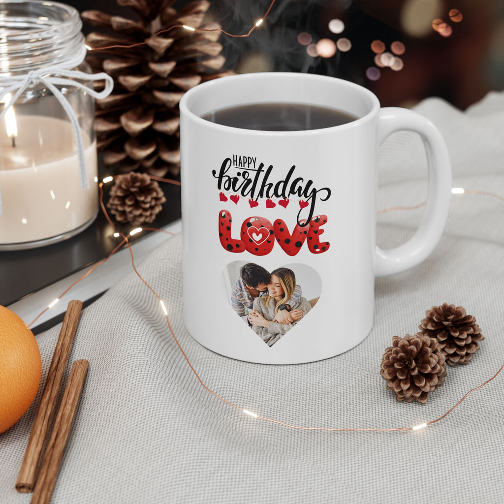 Personalized Birthday Mug – Happy Birthday Love Heart Photo Gift