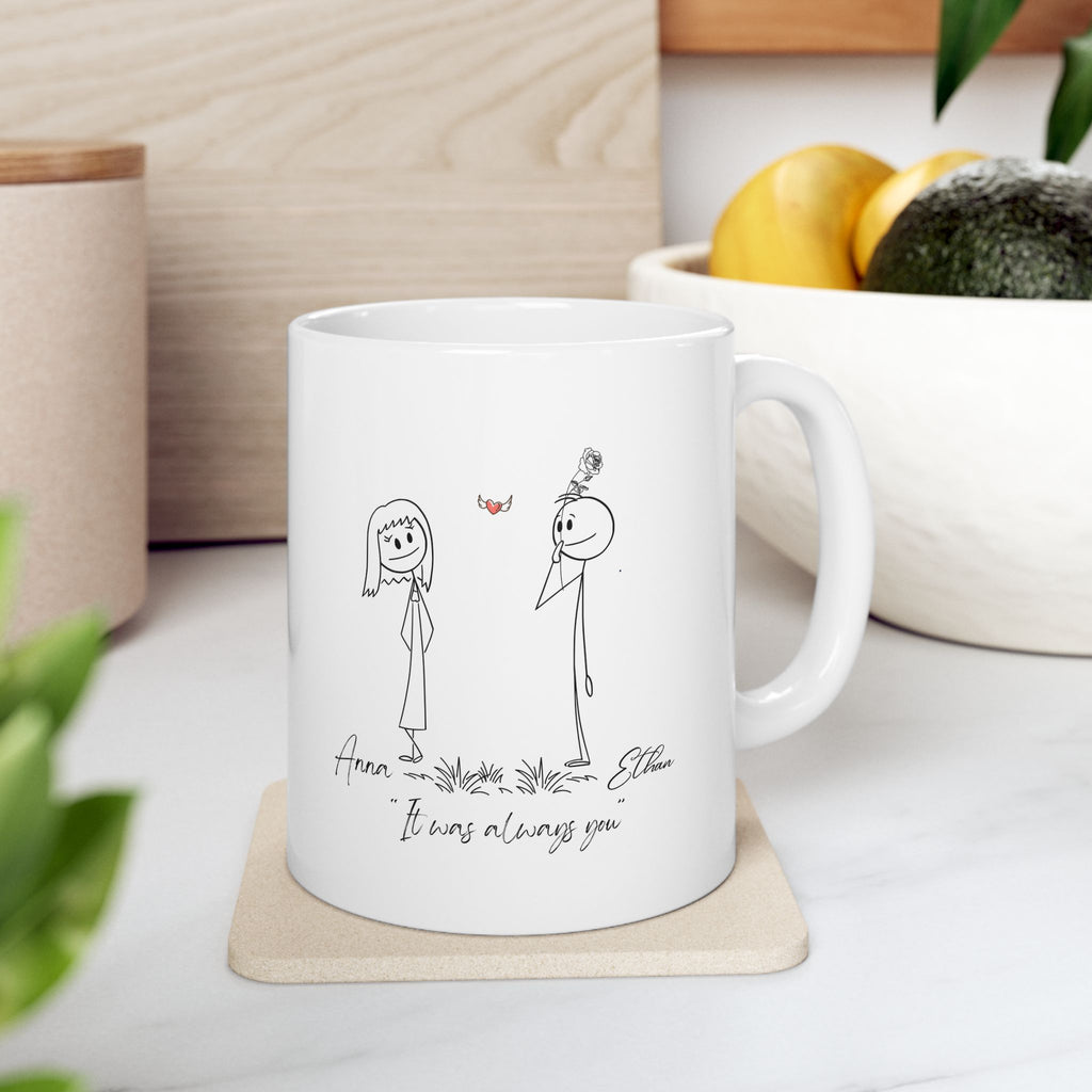 Personalized Couple Mug with Names, It Was Always You Mug, Custom Anniversary Gift, Romantic Coffee Cup for Him Her, Boyfriend Girlfriend Gift