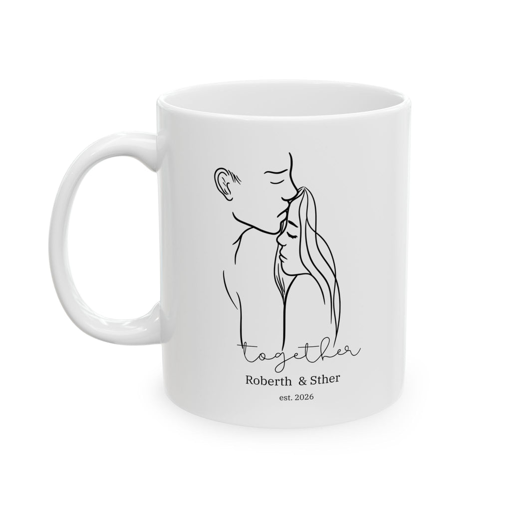 Personalized Line Art Couple Mug – Together Est. Year Custom Names Gift