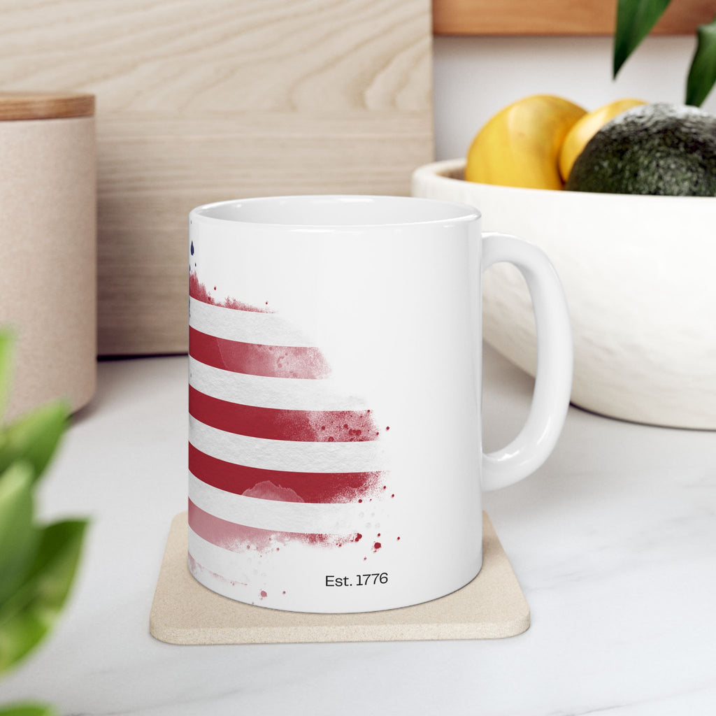 Cute Watercolor American Flag Mug – Patriotic Coffee Cup, Simple USA Design Gift