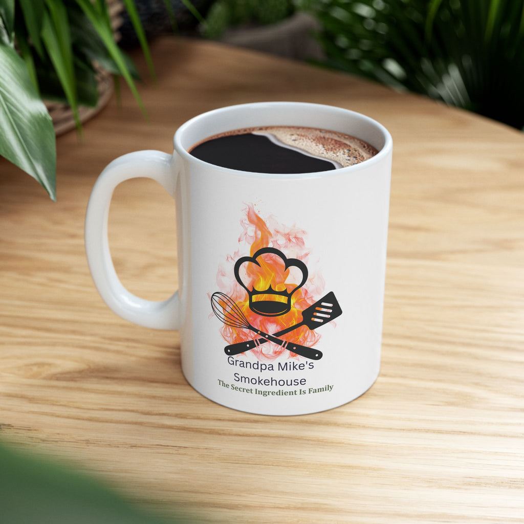 Personalized Grandpa BBQ Mug, Custom Smokehouse Coffee Mug, Grill Master Gift, Grandpa Gift, BBQ Lover Mug, Father's Day Gift, Custom Name Mug