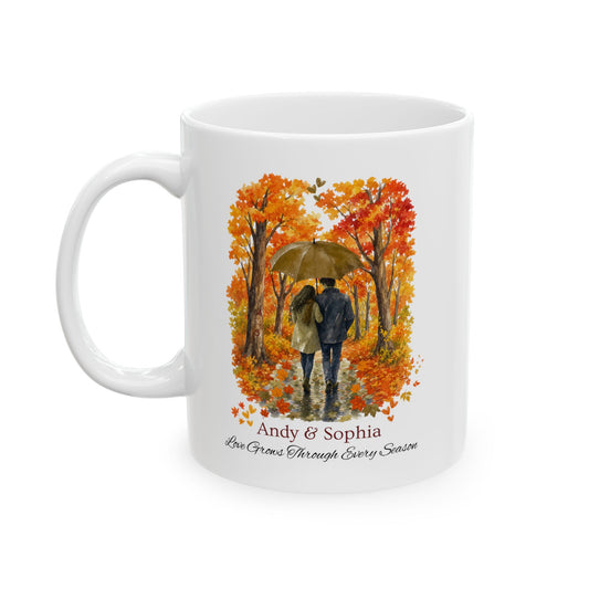Personalized Couple Mug – Custom Names, Fall Love Coffee Mug