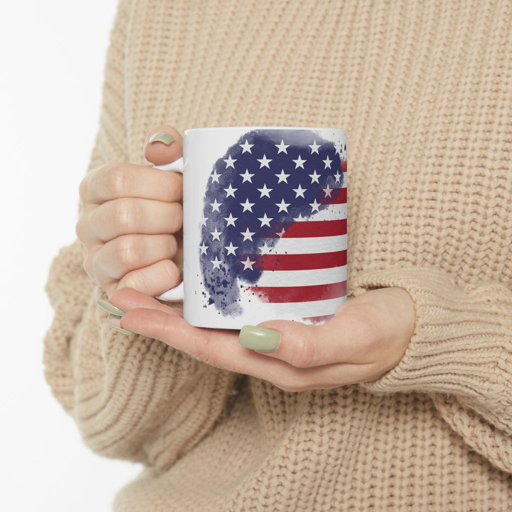 Cute Watercolor American Flag Mug – Patriotic Coffee Cup, Simple USA Design Gift