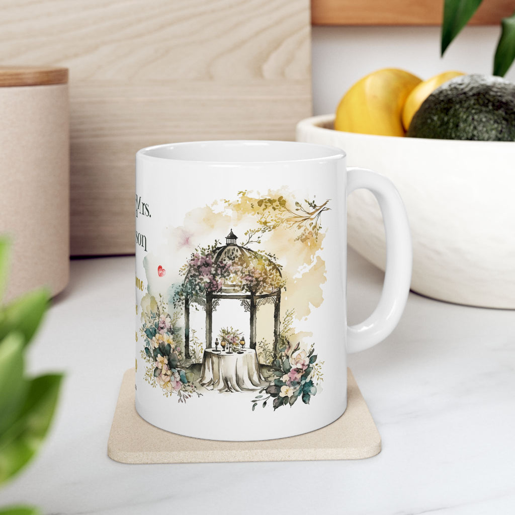 Personalized Mr & Mrs Wedding Mug | Custom Last Name & Wedding Date Gift | Newlywed Couple Coffee Mug