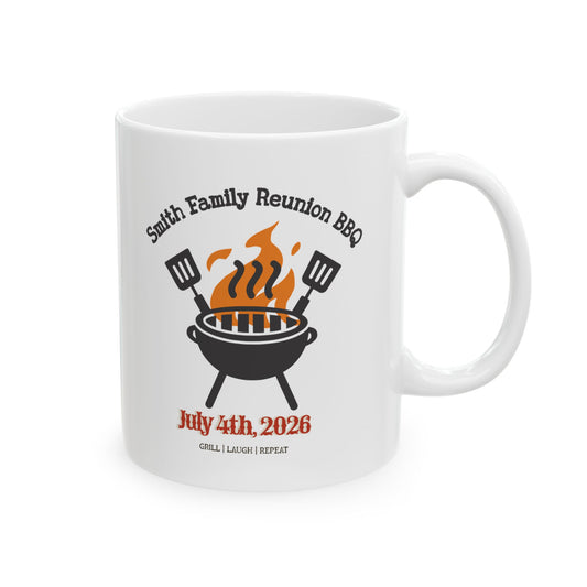 Personalized Family Reunion BBQ Mug, Custom Family BBQ Cup, Family Gathering Gift, BBQ Party Mug, Family Name Coffee Mug, Summer Reunion Keepsake