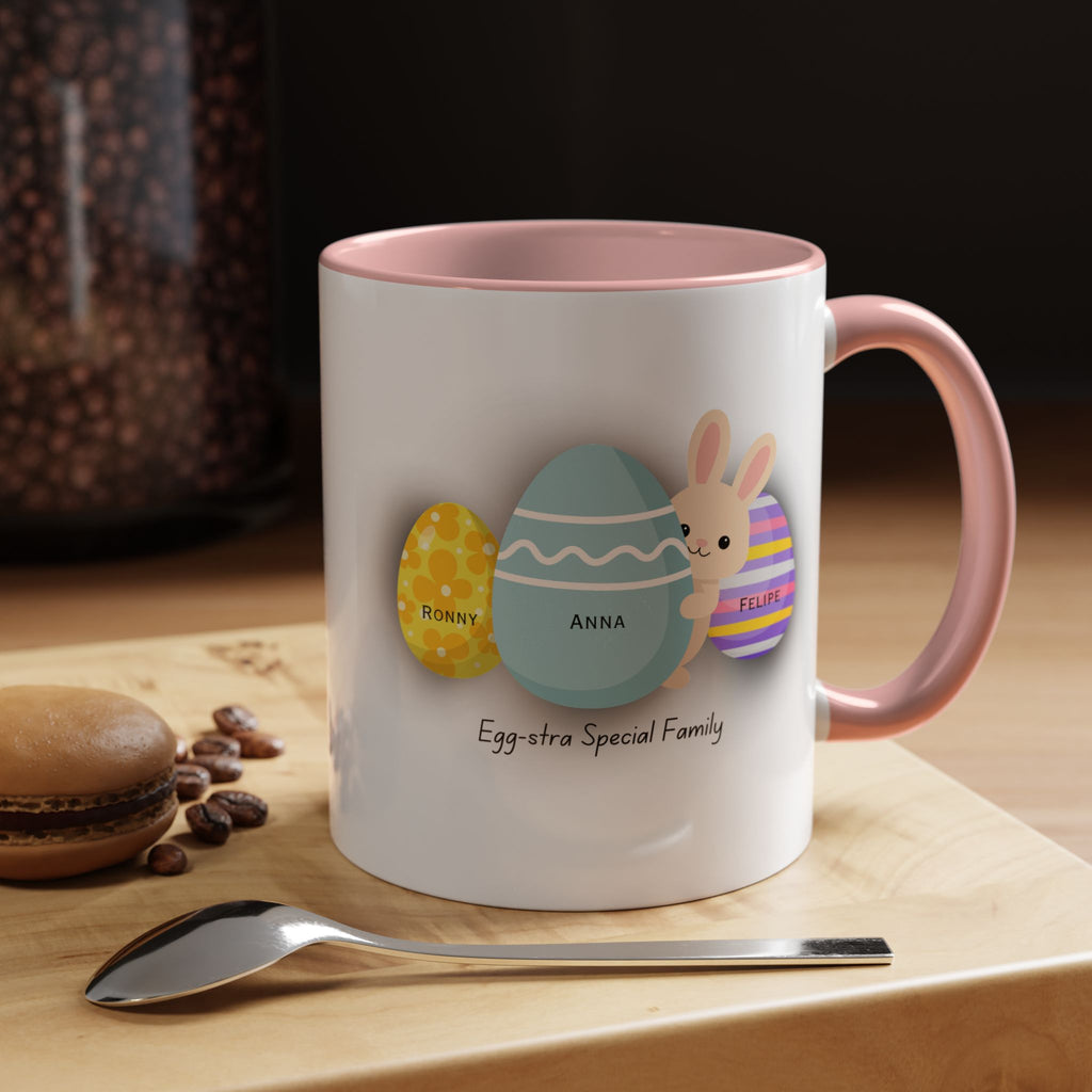 Personalized Easter Family Mug – Custom Egg Name Mug with Bunny | Egg-stra Special Family Gift for Mom or Parents
