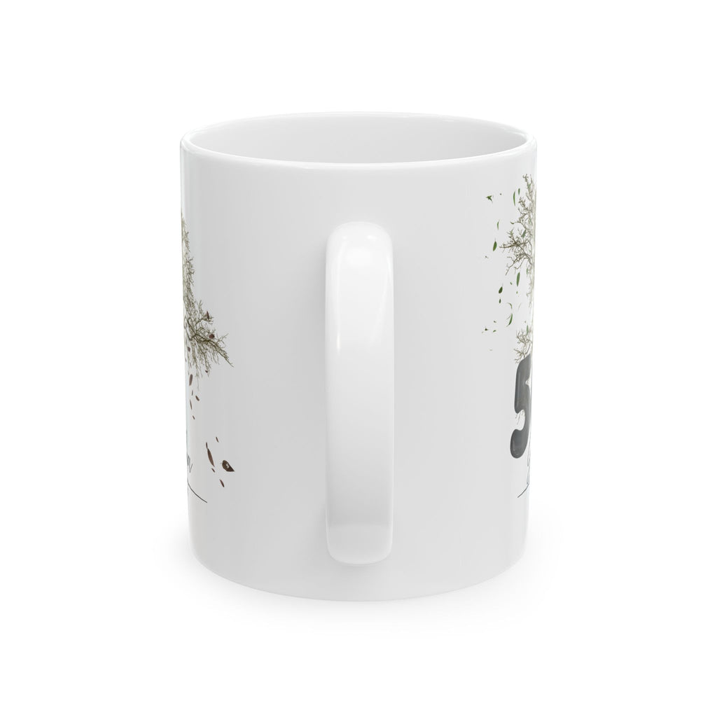 Personalized Tree Birthday Mug – Custom Age & Name, Tree with Falling Leaves Design, Meaningful Gift for Anniversary & Special Moments