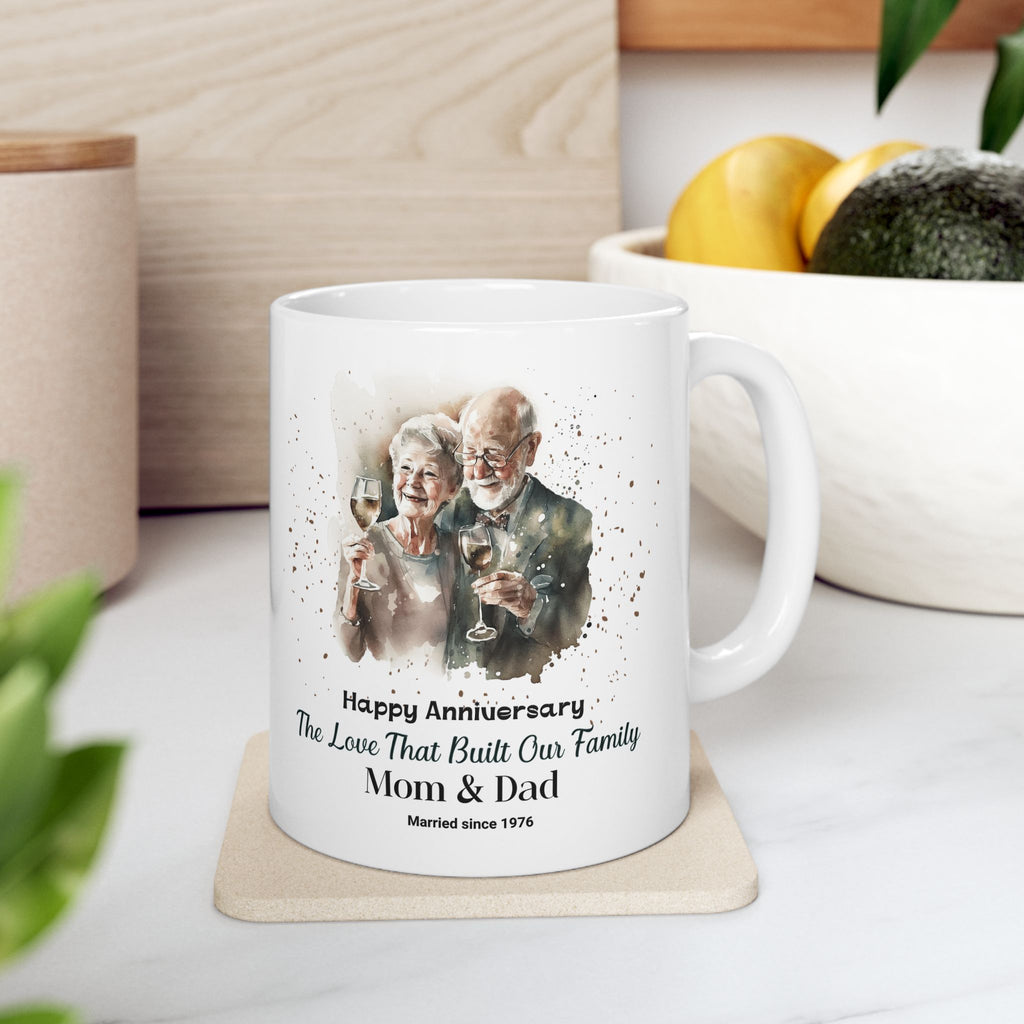 Personalized Anniversary Mug for Parents – Custom Mom & Dad Wedding Gift