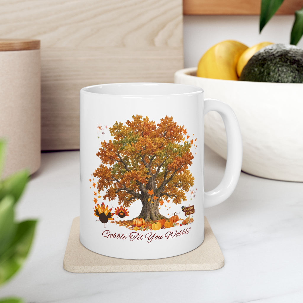 Thanksgiving Coffee Mug – Gobble Til You Wobble Fall Mug, Autumn Thanksgiving Gift