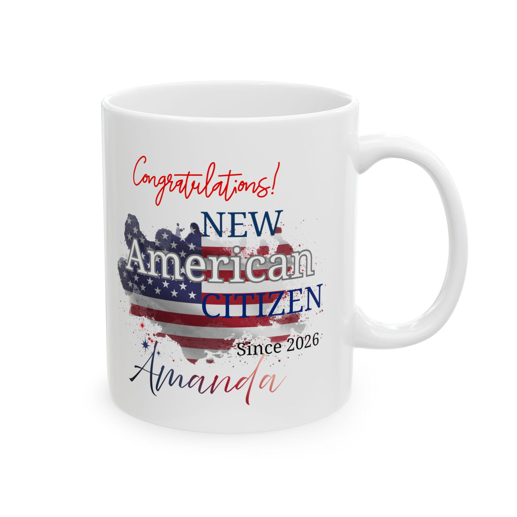 Congratulations New American Citizen Mug – Personalized Citizenship Gift with Name & Year, Naturalization Ceremony Celebration Mug