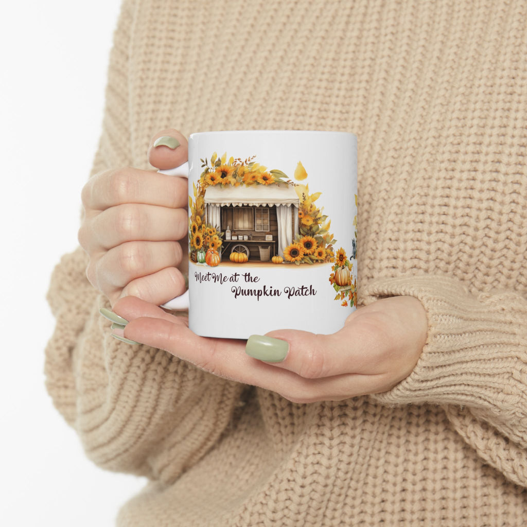Meet Me at the Pumpkin Patch Mug | Cozy Fall Coffee Mug | Farmhouse Autumn Pumpkin Cup | Sunflower Harvest Gift