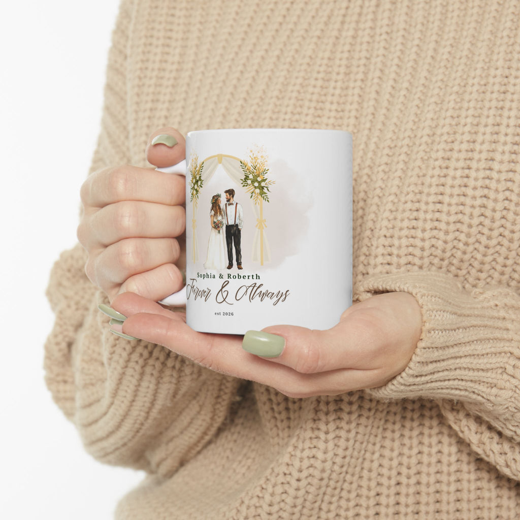 Personalized Floral Journey Mug – Custom Couple Names & Year, Wedding, Anniversary & Birthday Gift (11oz & 15oz)