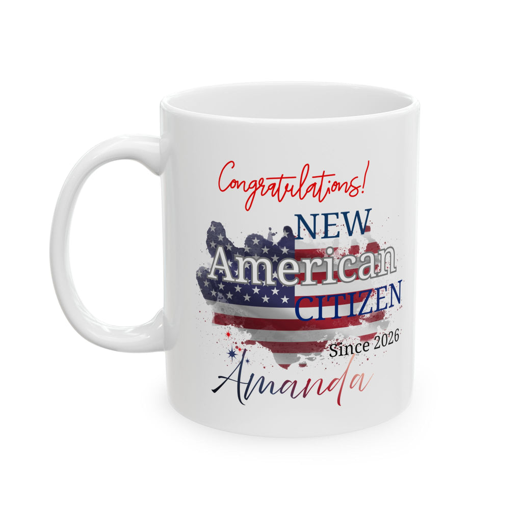 Congratulations New American Citizen Mug – Personalized Citizenship Gift with Name & Year, Naturalization Ceremony Celebration Mug