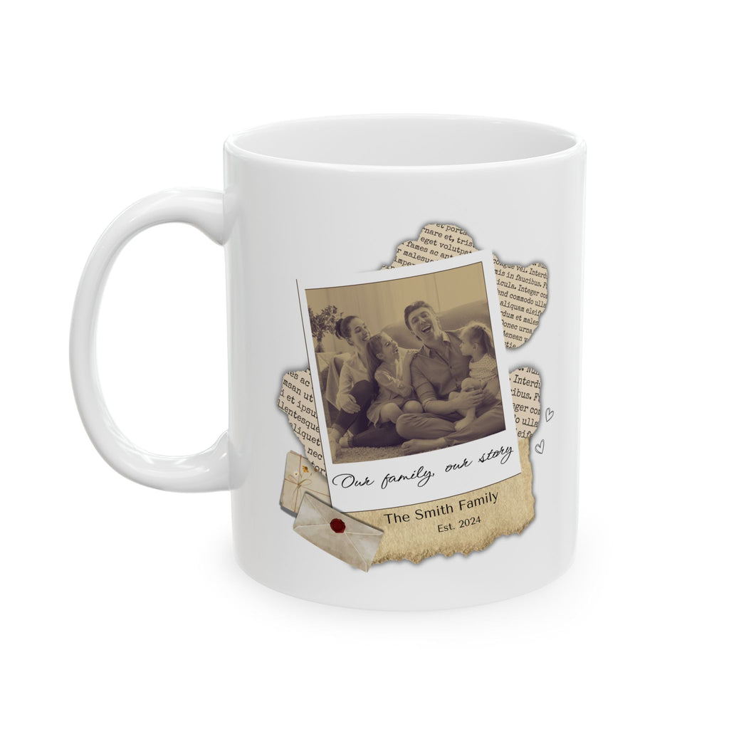 Personalized Family Photo Mug – Custom Memory Mug with Picture, Our Family Our Story Coffee Cup, Gift for Mom Dad Grandma, Custom Name Mug