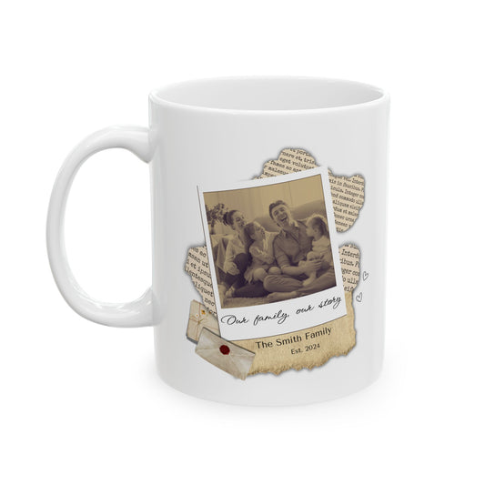 Personalized Family Photo Mug – Custom Memory Mug with Picture, Our Family Our Story Coffee Cup, Gift for Mom Dad Grandma, Custom Name Mug