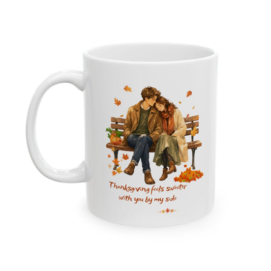 thanksgiving Couple Coffee Mug – Thanksgiving Feels Sweeter With You, Fall Love Mug,hanksgiving Couple Mug | Fall Love Coffee Mug