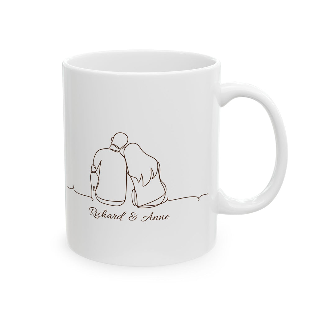 Personalized Valentine Couple Mug – Minimal Line Art Love Mug with Names