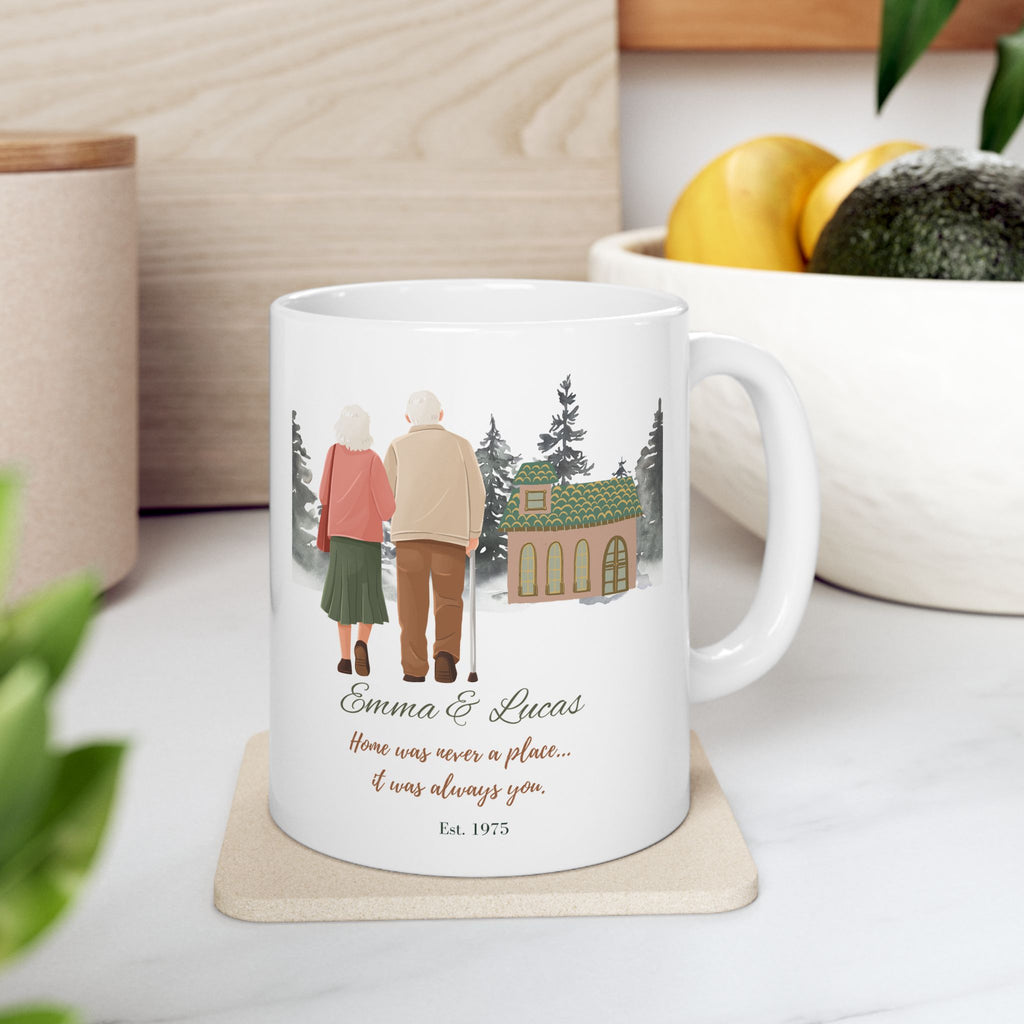 Personalized Anniversary Mug for Couples – Custom Names & Year | Grandparents Gift | Growing Old Together Mug