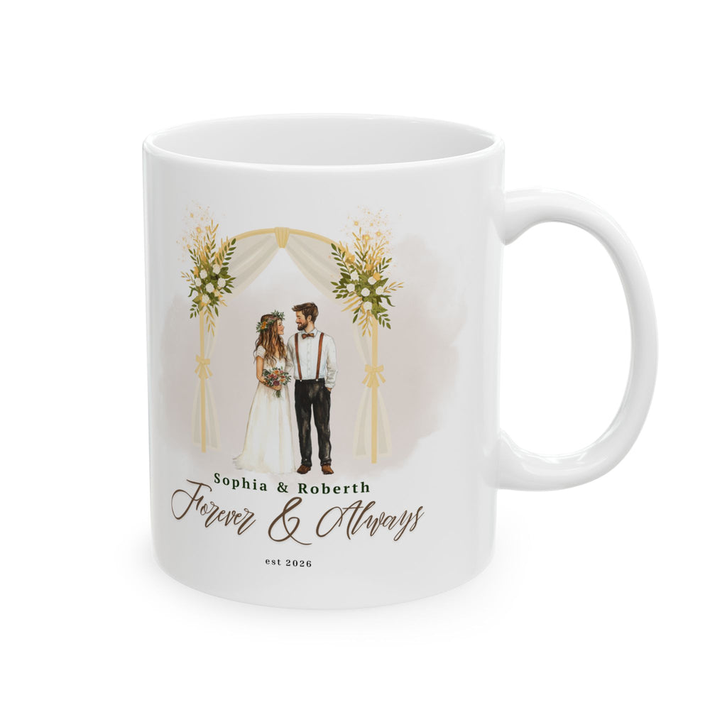 Personalized Floral Journey Mug – Custom Couple Names & Year, Wedding, Anniversary & Birthday Gift (11oz & 15oz)