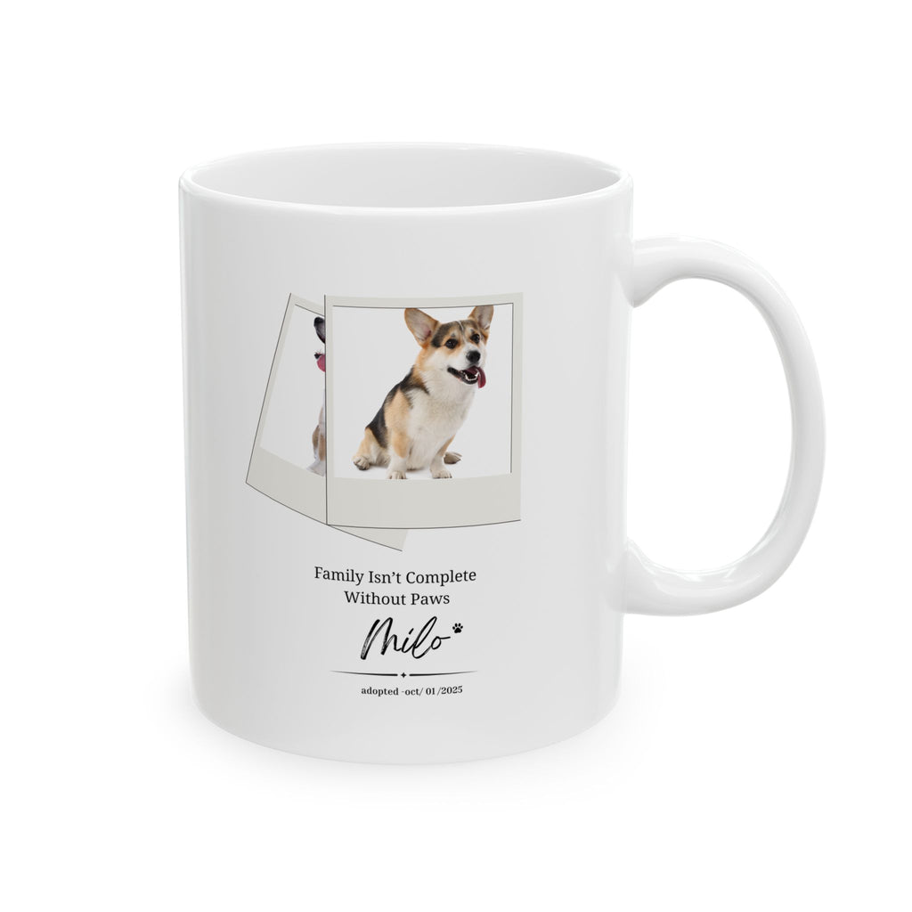 Personalized Pet Adoption Mug – Custom Paw Print with Photo, Name & Adoption Date, Dog & Cat Lover Gift
