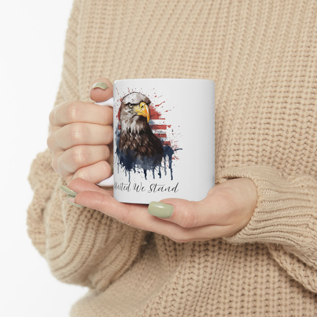 United We Stand Patriotic Eagle Mug – American Pride Coffee Cup, Freedom & Unity Gift