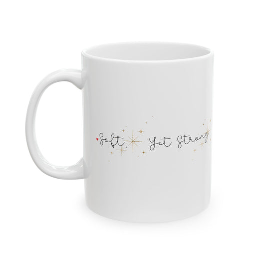 Soft Yet Strong Minimalist Mug – Inspirational Gift for Her, Elegant White Coffee Cup